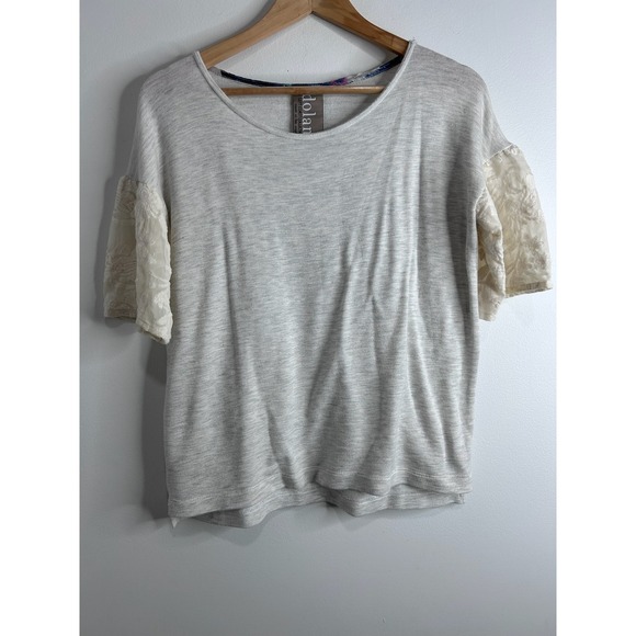 Dolan Left Coast Collection Tops - Anthropologie Dolan Boxy Blouse Top Womens XS Heather Grey Lace Boho Feminine